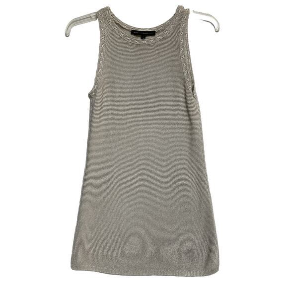 White House Black Market Tunic Length Tank Oatmeal, Gold Threading Glittery, XS - Picture 2 of 13